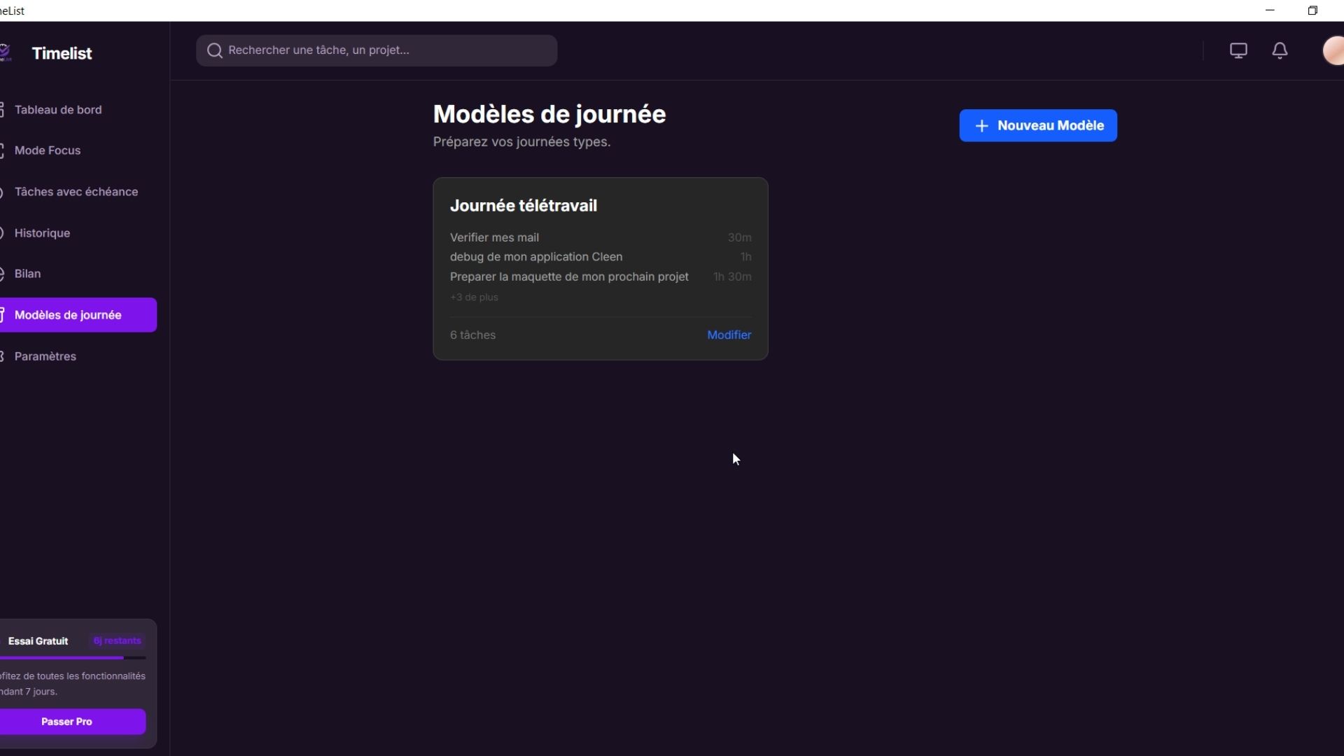 Modèles de journées pour une organisation rapide dans TimeList